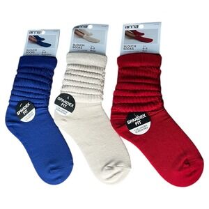 3 Pack Arria Slouch Socks Bundle Spandex Fit Retro Aerobics Y2K Gift Shoe Sz 6-8